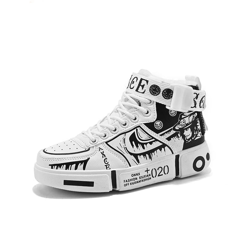 Boys' high-top sneakers 2025 Autumn/Winter new style children's sports shoes Buckle student soft-soled fleece casual shoes - footmaxldn