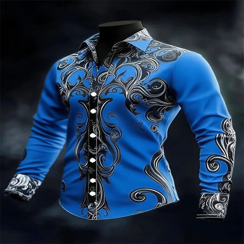 Men's Casual Long Sleeve Lapel Shirt | Footmaxldn