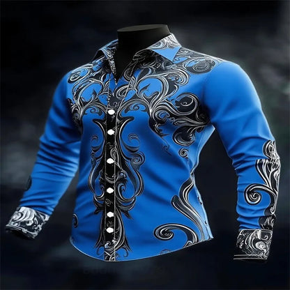 Men's Casual Long Sleeve Lapel Shirt | Footmaxldn