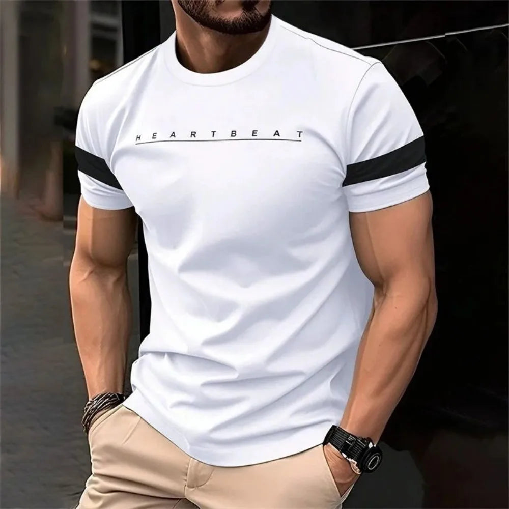 New minimalist letter striped pattern men's T-shirt fashionable summer street wear 3D printed street wear hip-hop T-shirt
