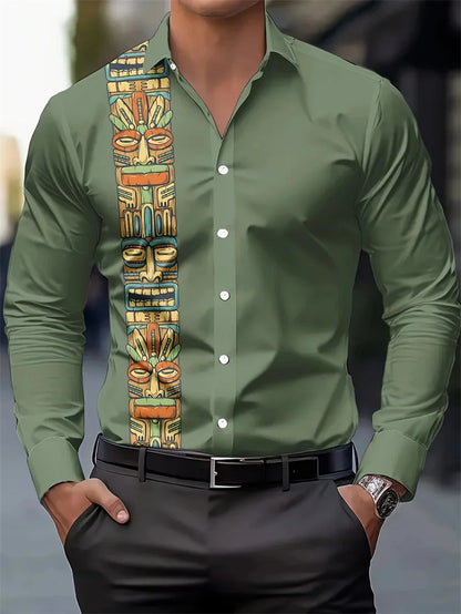 Footmaxldn Men's Printed Long-Sleeve Shirt