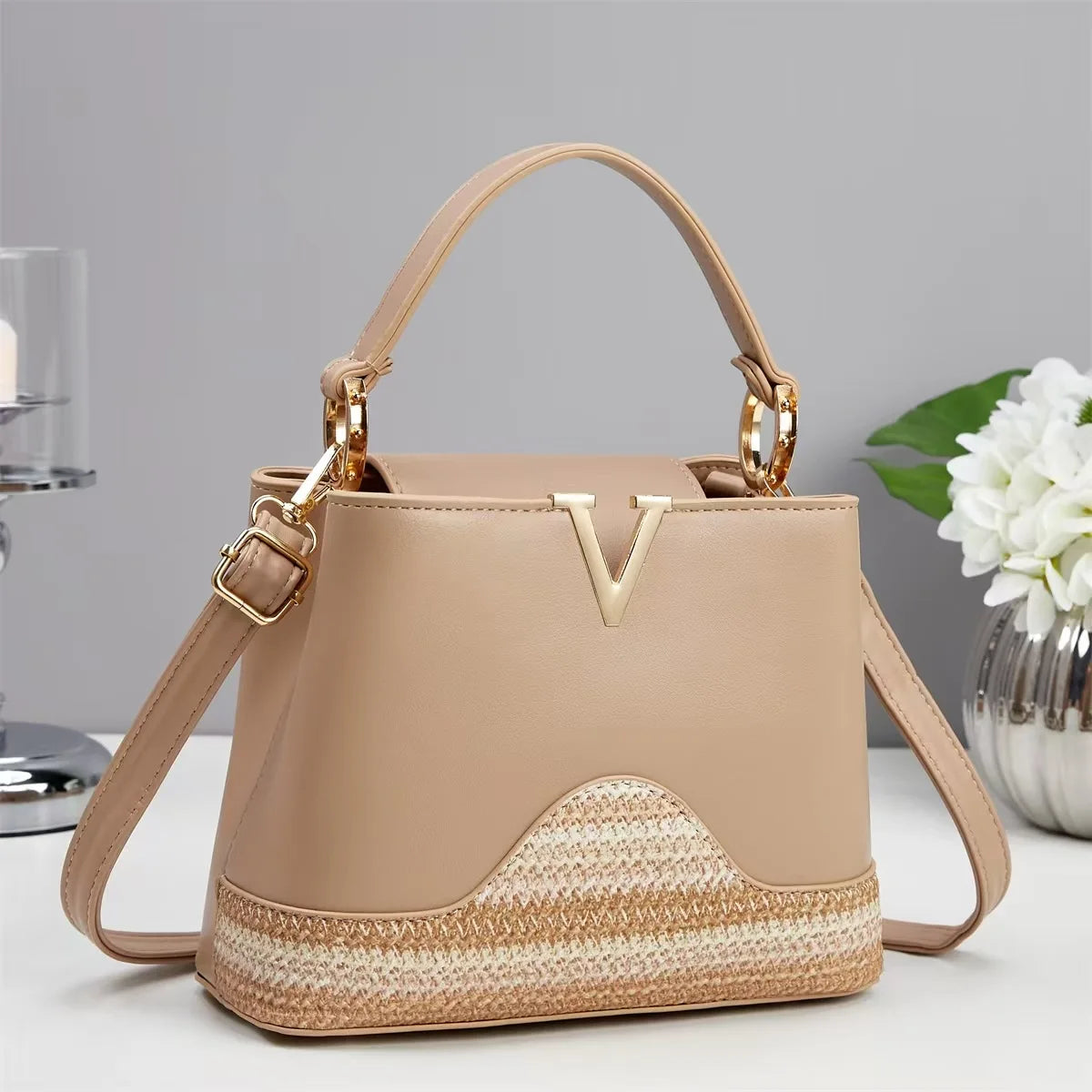 Footmaxldn Women’s Woven-Trim Shoulder Bag - footmaxldn