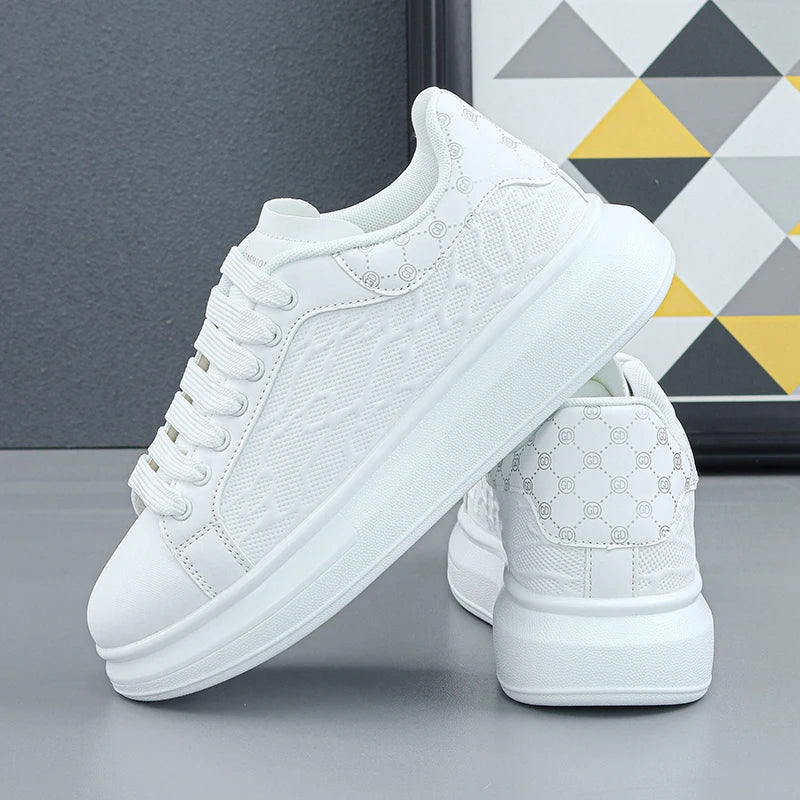Footmax Luxury Leather Thick Sole Sneakers | Premium Walking Shoes - footmaxldn