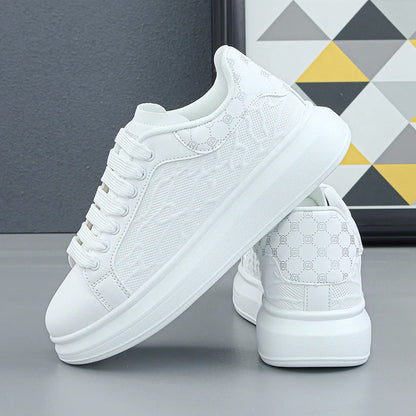 Footmax Luxury Leather Thick Sole Sneakers | Premium Walking Shoes - footmaxldn