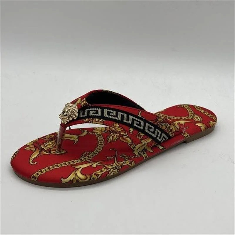 Footmax Women's Printed Flat Flip Flops - Stylish Summer Sandals & Outdoor Slippers - footmaxldn