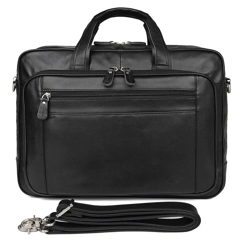 High Quality Genuine Leather Men Briefcase Business bag Crazy Horse Leather Large 17"inch Laptop Bag male Portfolio Office Case - footmaxldn
