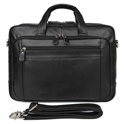 High Quality Genuine Leather Men Briefcase Business bag Crazy Horse Leather Large 17"inch Laptop Bag male Portfolio Office Case - footmaxldn