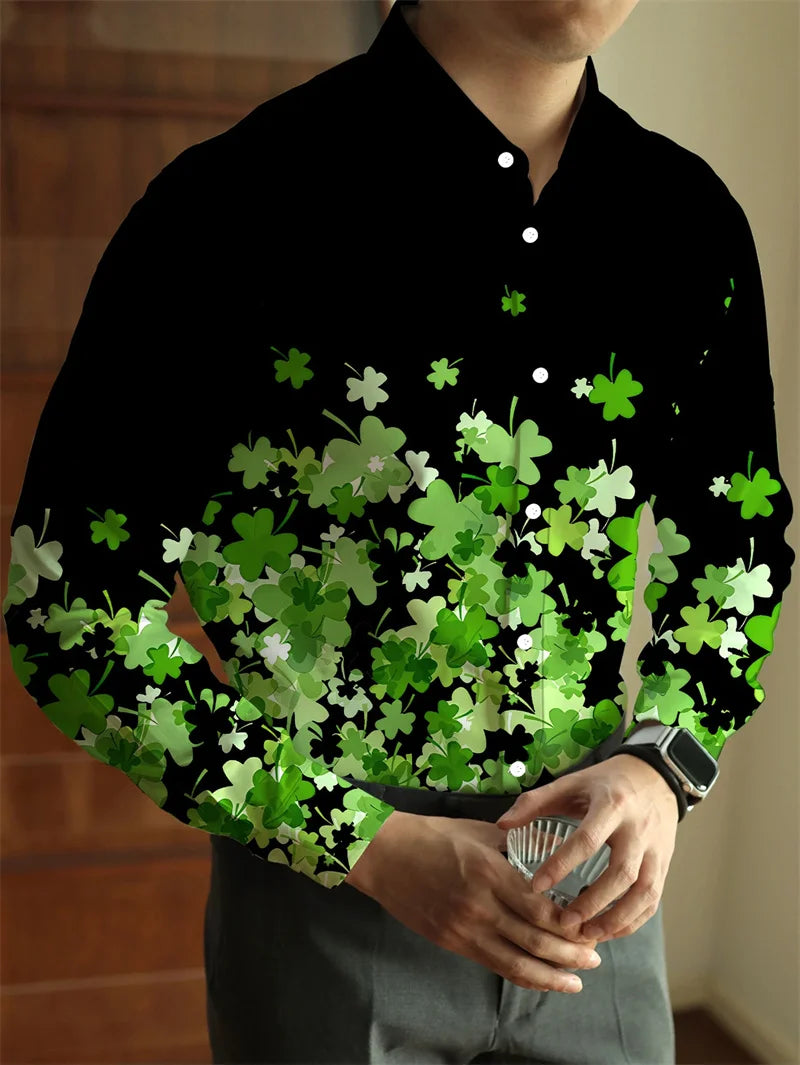 Footmaxldn Men's Printed Long-Sleeve Shirt
