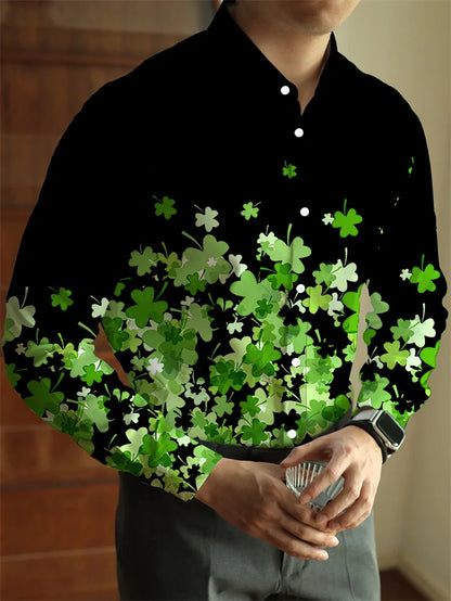 Footmaxldn Men's Printed Long-Sleeve Shirt