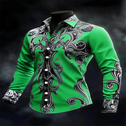 Men's Casual Long Sleeve Lapel Shirt | Footmaxldn