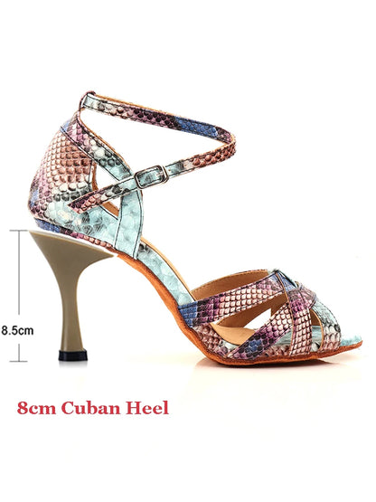 Women's Snake-Print Latin Dance Shoes | Footmaxldn