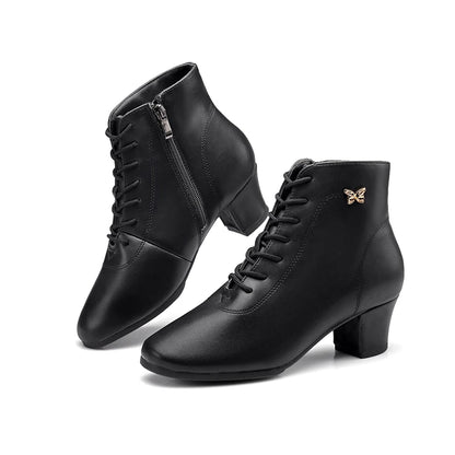 Footmax Women's White Dance Sneakers - 5cm Heel Ankle Boots for Jazz & Modern Dancing - footmaxldn