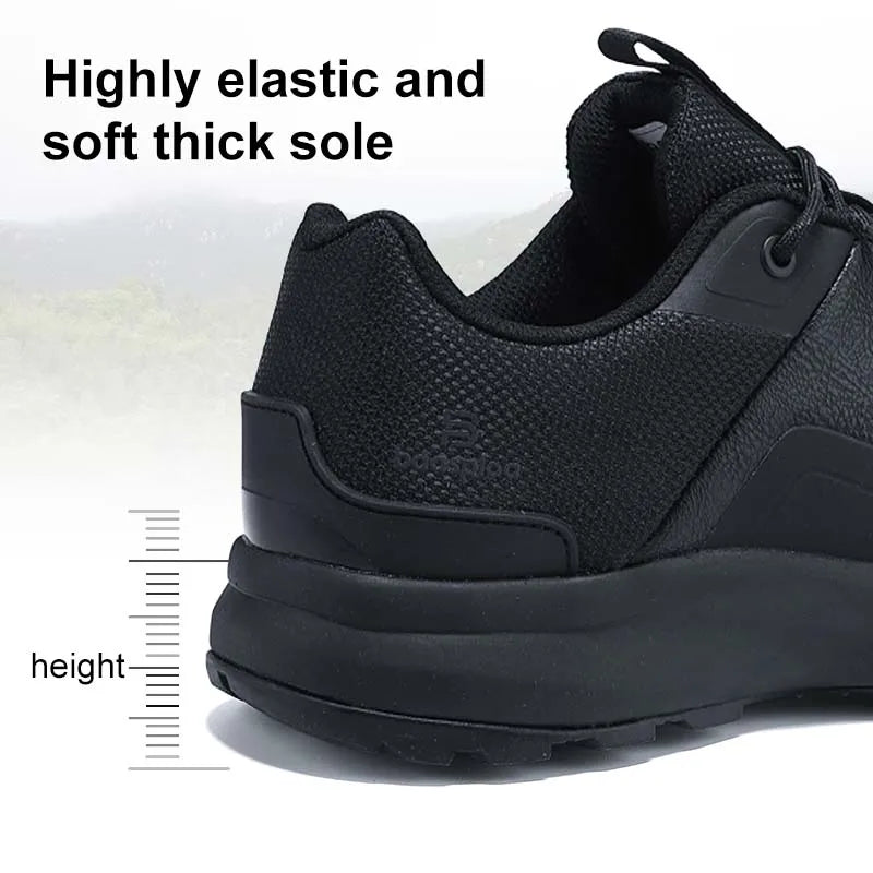 Footmax Men's Hiking Shoes - Waterproof Litchi Leather Trekking Boots