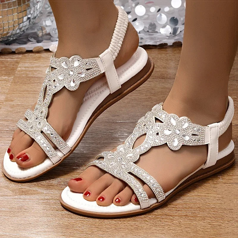 Women's Crystal Embellished Flat Sandals