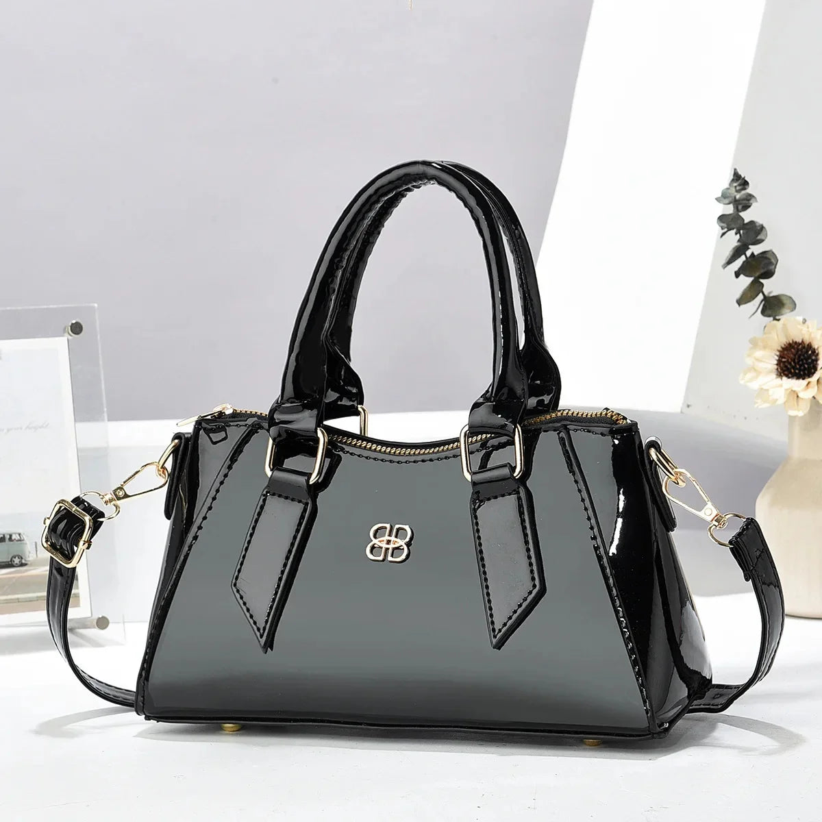 Footmax Square PU Leather Shoulder Bag - Women's Handbag 2025