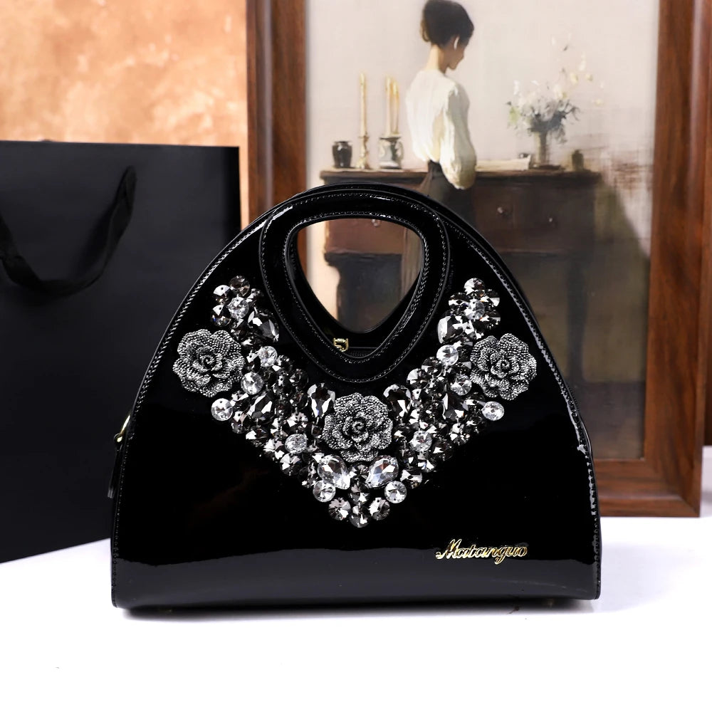 Footmax Diamond Embellished Dumpling Bag - Women's Crossbody Shoulder Handbag 2025