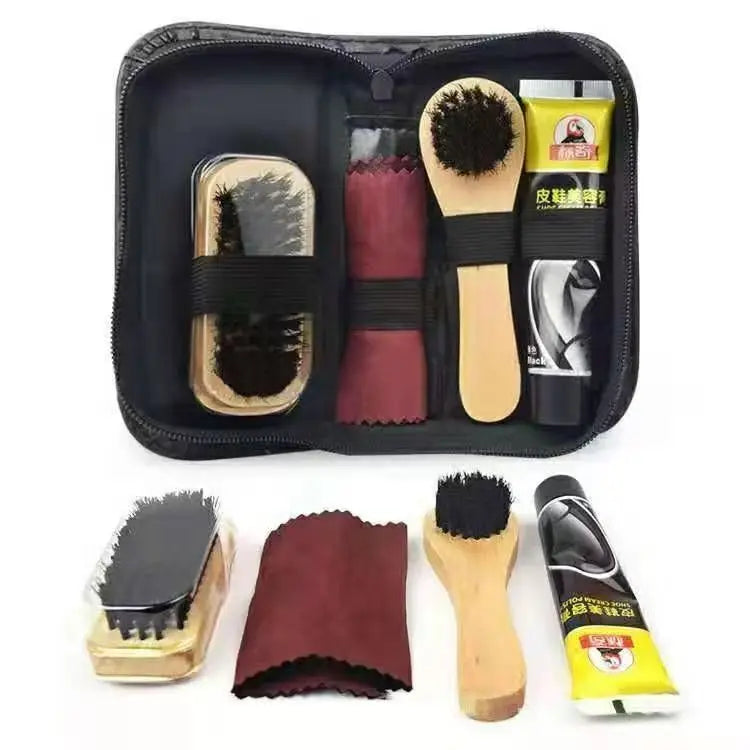 Footmax Leather Shoe Polish & Brush Cleaning Kit - Professional Care Set