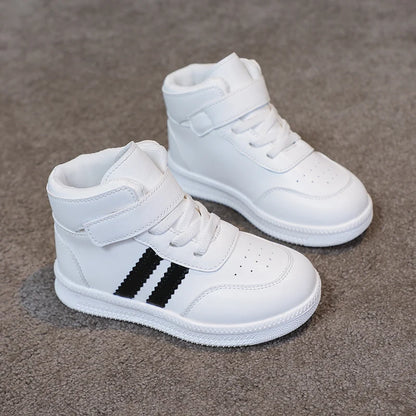 Footmaxldn Kids High-Top Sneakers — Hook & Loop, Non-Slip Rubber Sole