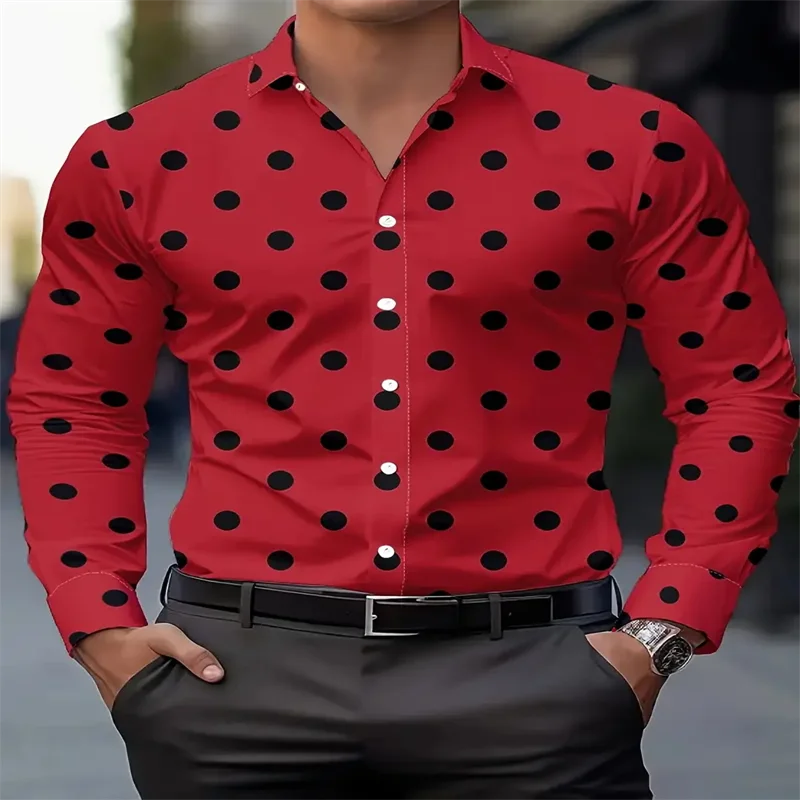 Men’s Polka Dot Long Sleeve Shirt | Footmaxldn
