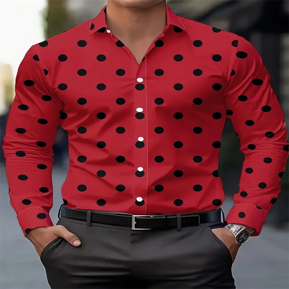Men’s Polka Dot Long Sleeve Shirt | Footmaxldn
