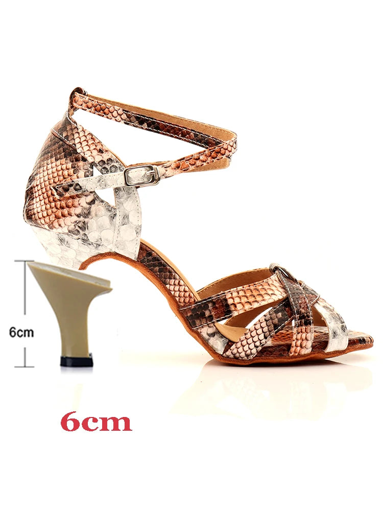 Women's Snake-Print Latin Dance Shoes | Footmaxldn