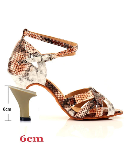 Women's Snake-Print Latin Dance Shoes | Footmaxldn