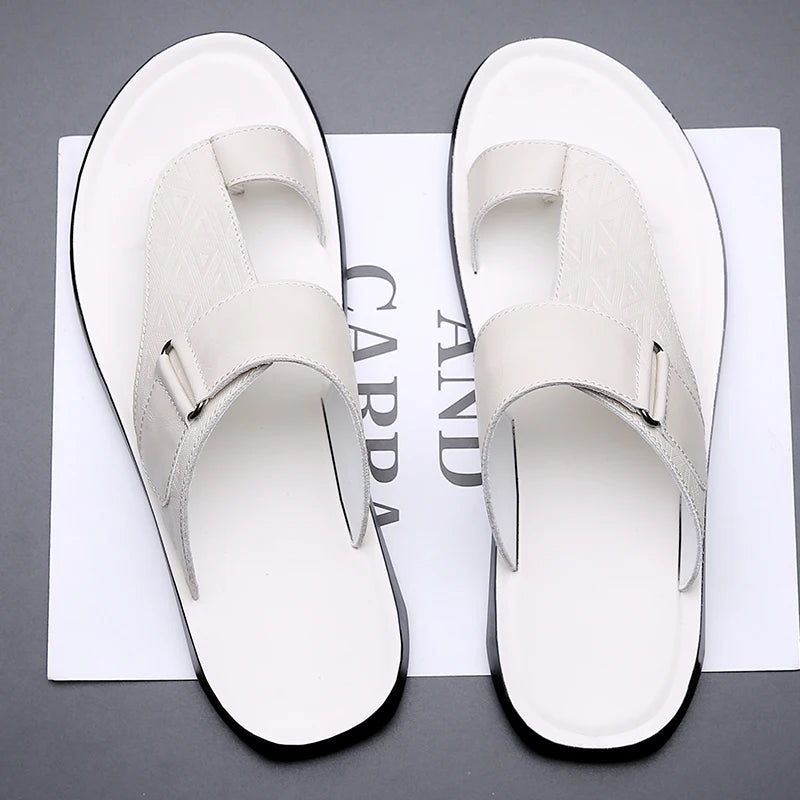 Men's Summer T-Strap Sandals | Breathable Flat Beach Shoes – Footmaxldn