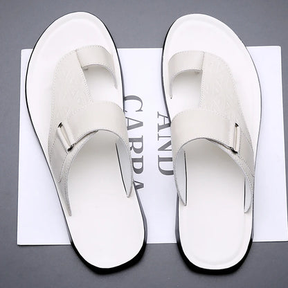 Men's Summer T-Strap Sandals | Breathable Flat Beach Shoes – Footmaxldn