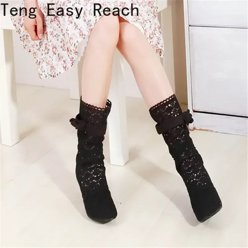 Footmax Crochet Summer Boots - Lace Hollow Fashion Women's Boots - footmaxldn