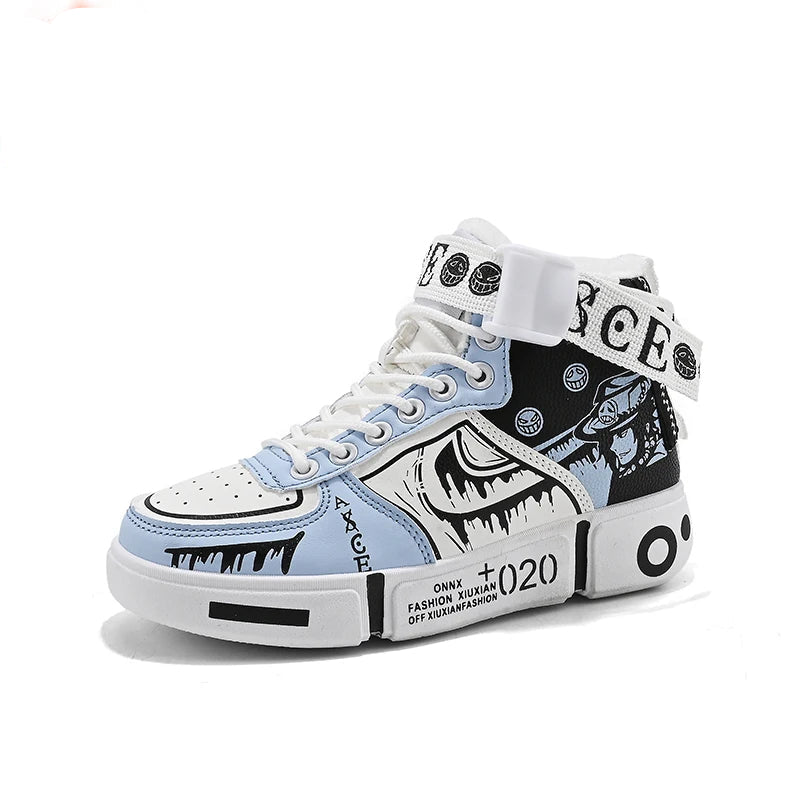 Boys' high-top sneakers 2025 Autumn/Winter new style children's sports shoes Buckle student soft-soled fleece casual shoes - footmaxldn