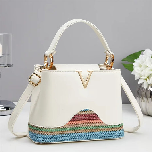 Footmaxldn Women’s Woven-Trim Shoulder Bag - footmaxldn