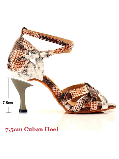 Women's Snake-Print Latin Dance Shoes | Footmaxldn
