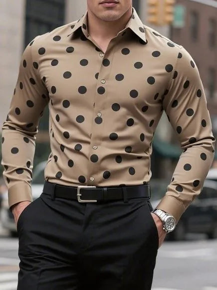 Men’s Spotted Long-Sleeve Shirt | Footmaxldn