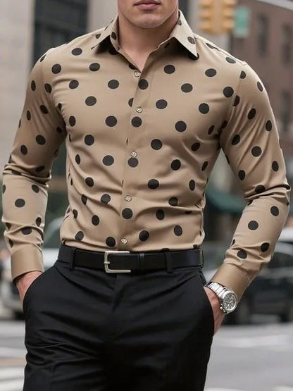 Men’s Spotted Long-Sleeve Shirt | Footmaxldn