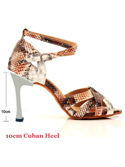 Women's Snake-Print Latin Dance Shoes | Footmaxldn