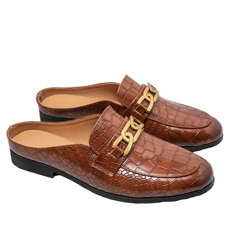 Men's Genuine Leather Half Shoes - Designer Mule Slippers|footmaxldn - footmaxldn