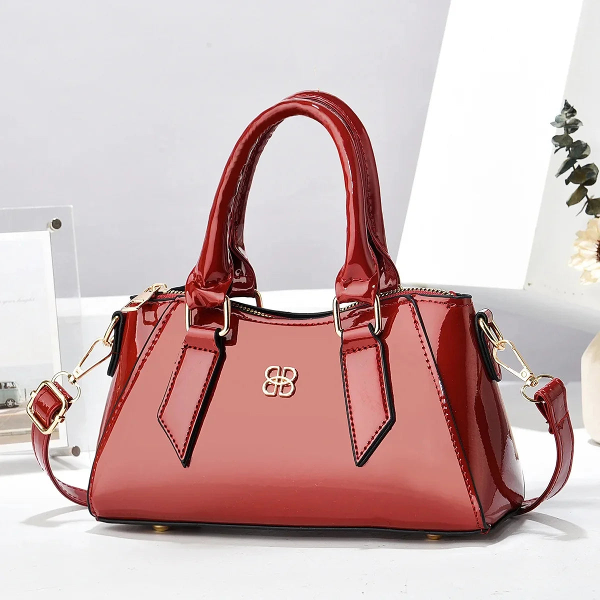 Footmax Square PU Leather Shoulder Bag - Women's Handbag 2025