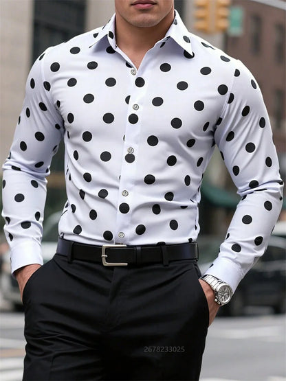 Men’s Spotted Long-Sleeve Shirt | Footmaxldn