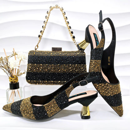 Footmaxldn Crystal Slingback Heels & Matching Clutch