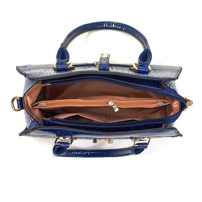Luxury Brand Crocodile Handbag Women Tote Bag Bright Leather Women Purse Shoulder Bag Female Top-handle Bags Commuting Shopping - footmaxldn