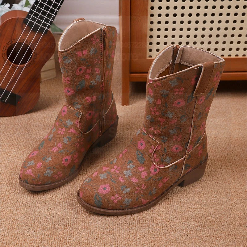 Girls' Floral Western Cowboy Boots | Footmaxldn
