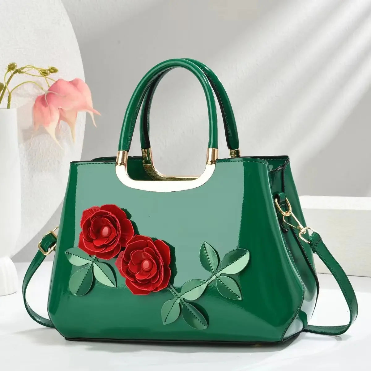 Footmax Floral PU Leather Handbag - Elegant Women's Shoulder Bag 2025