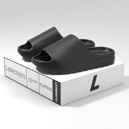 Footmax Unisex Non-Slip Platform Slippers - Soft Indoor Outdoor House Shoes - footmaxldn