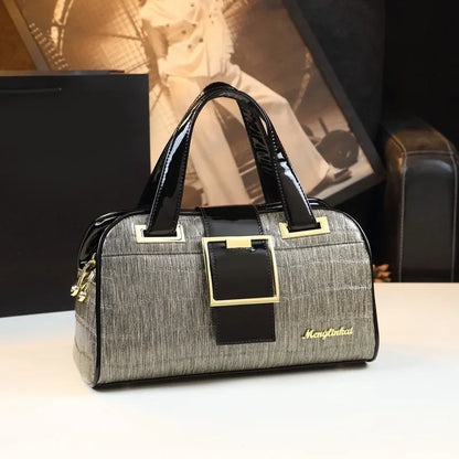 Footmax Crocodile Pattern Boston Bag - Women's Soft Leather Shoulder Handbag 2024