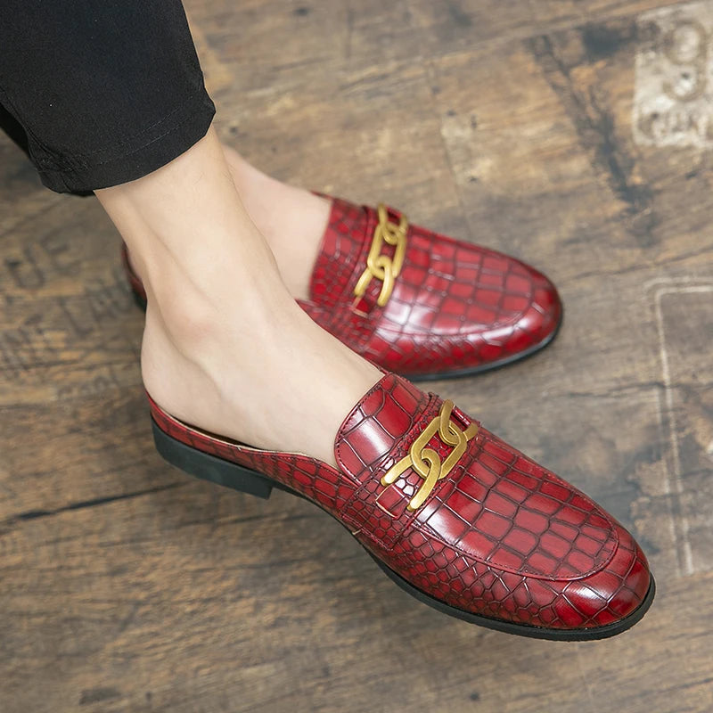Men's Genuine Leather Half Shoes - Designer Mule Slippers|footmaxldn - footmaxldn