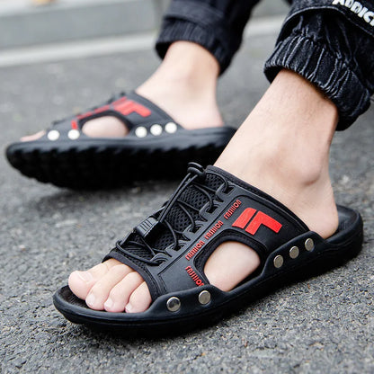 Mens slippers summer, leather - FOOTMAX