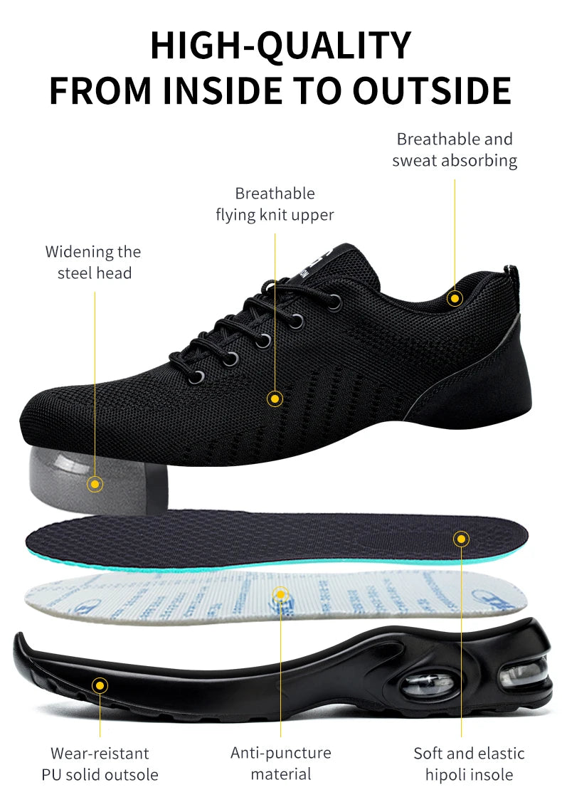 New Styles Men Safety Boots With Steel Toe Cap Anti-smash Work Sneakers Safety Shoes Men IndestructibleWork Boots Tactical Boots - footmaxldn