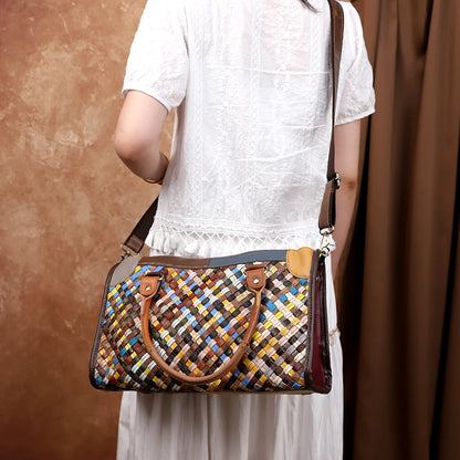 Hand-Woven Genuine Leather Handbag - Retro Crossbody Pillow Bag | footmaxldn - footmaxldn