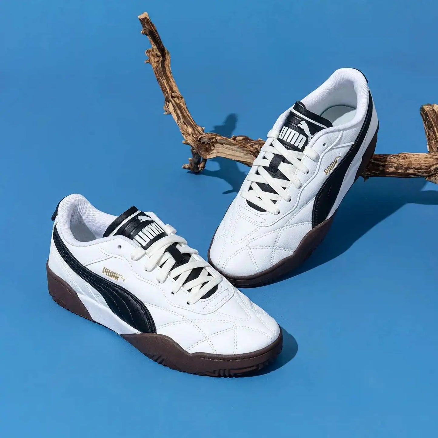 Puma Tifosi Unisex Leather Sneakers – Gold Logo Casual Shoes
