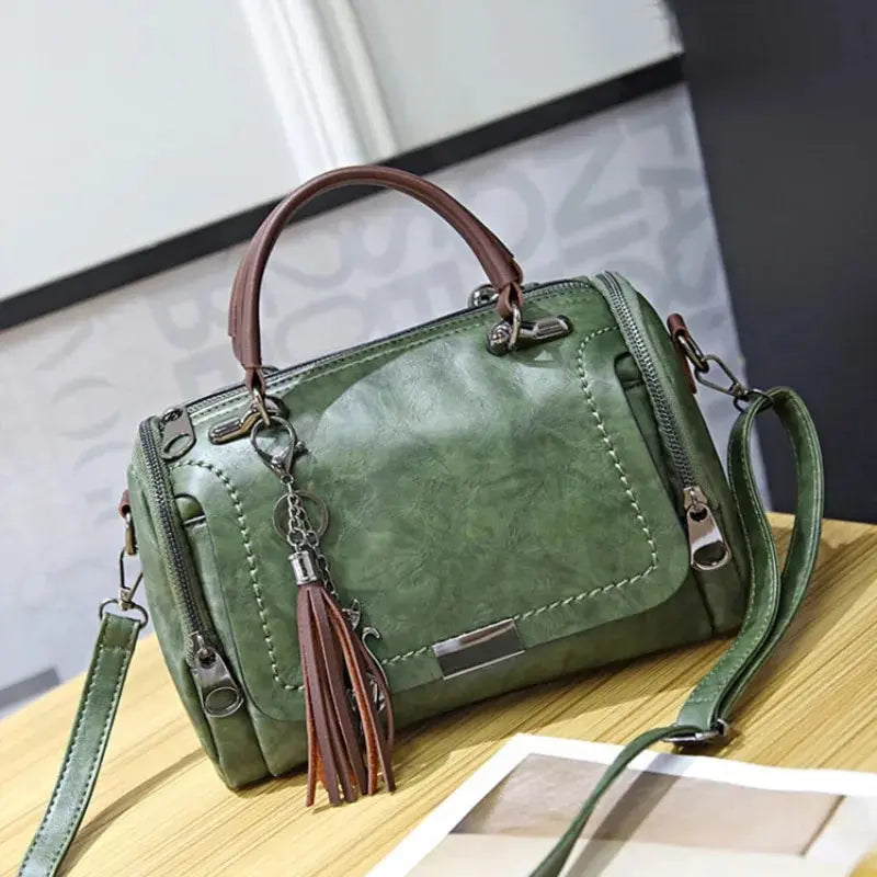 Women's Leather Tassel Boston Bag | Footmaxldn - footmaxldn